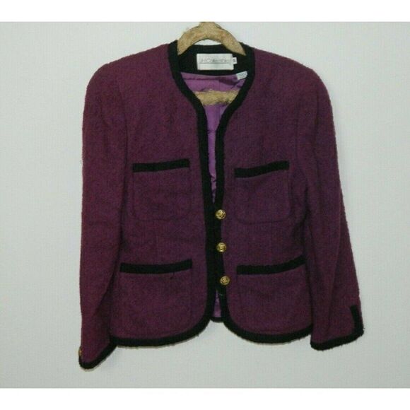 JH Collectibles Vintage Blazer Purple Black Gold Buttons Size 12 - Picture 2 of 10